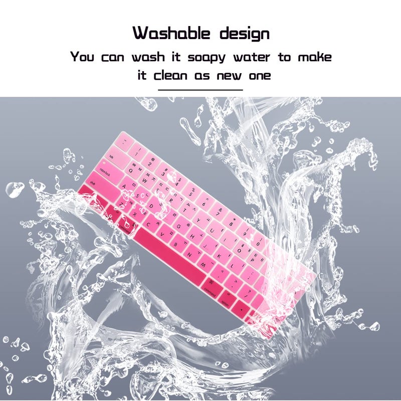 HRH Korean Language Silicone Keyboard Cover for MacBook Pro with Touch Bar 13 Inch and 15 Inch (A2159/A1989/A1706,A1990/A1707) 2019 2018 2016 2017 Release USA Version,Ombre Pink - Image 5